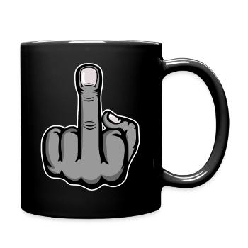 Middle Finger Stinky Finger Design Grey - Full Colour Mug - black - Right
