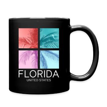 Florida USA Miami America Summer Palm Trees Beach - Full Colour Mug - black - Right
