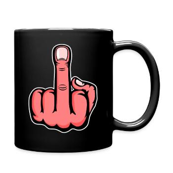 Mittelfinger Stinkefinger Design Pink - Tasse einfarbig - Schwarz - Rechts
