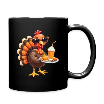 Thanksgiving Truthahn Mit Sonnenbrille - Tasse einfarbig - Schwarz - Rechts