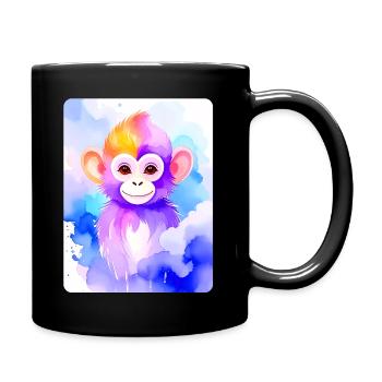 Little Monkey (Portrait) (Purple Watercolor) - Full Colour Mug - black - Right
