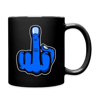 Middle Finger Stinky Finger Design Blue - Full Colour Mug - black - Right