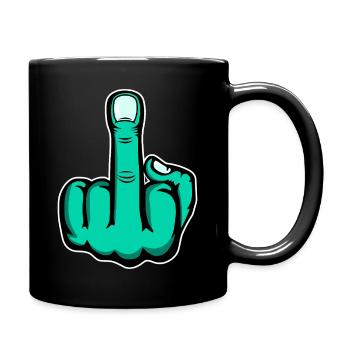 Doigt d’honneur doigt puant design vert - Mug uni - noir - Droite