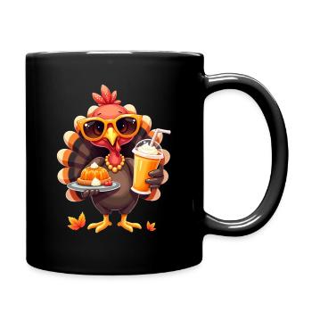 Thanksgiving Truthahn Mit Sonnenbrille - Tasse einfarbig - Schwarz - Rechts