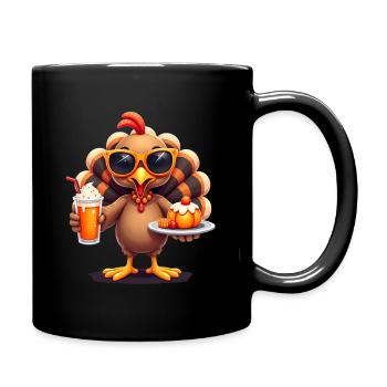 Thanksgiving Truthahn Mit Sonnenbrille - Tasse einfarbig - Schwarz - Rechts