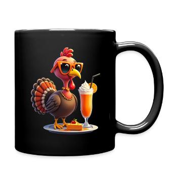Thanksgiving Truthahn Mit Sonnenbrille - Tasse einfarbig - Schwarz - Rechts