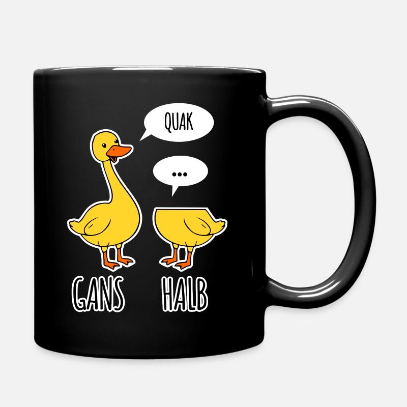 Gans - Halb -Halbe Gans kann nicht sprechen - Tasse einfarbig - Schwarz