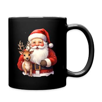 Santa Claus with Reindeer – Winter Magic - Full Colour Mug - black - Right