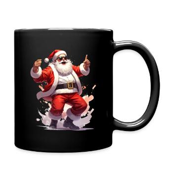 Weihnachtsmann tanzt zur Rock-Musik - Tasse einfarbig - Schwarz - Rechts