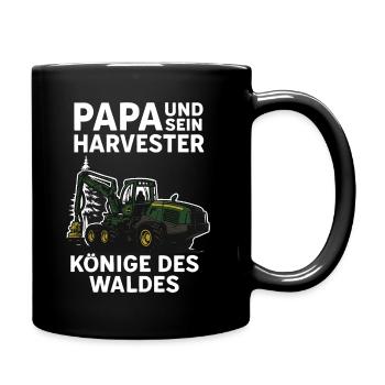 Papa und sein Harvester – Könige des Waldes - Tasse einfarbig - Schwarz - Rechts