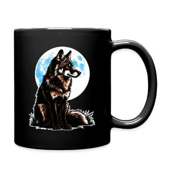 Ein Wolf vor einem blauen Mond - Tasse einfarbig - Schwarz - Rechts