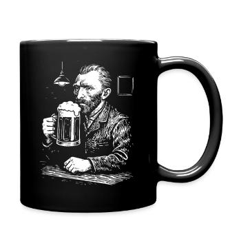 Vintage Van Gogh drinking Beer in a pub - Full Colour Mug - black - Right