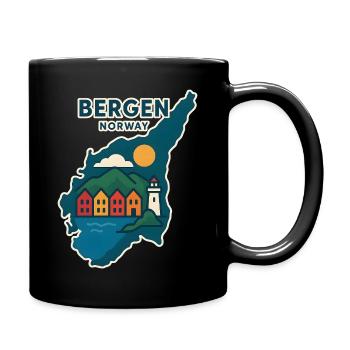 Bergen, Norvège : Skyline au bord de la mer - Mug uni - noir - Droite