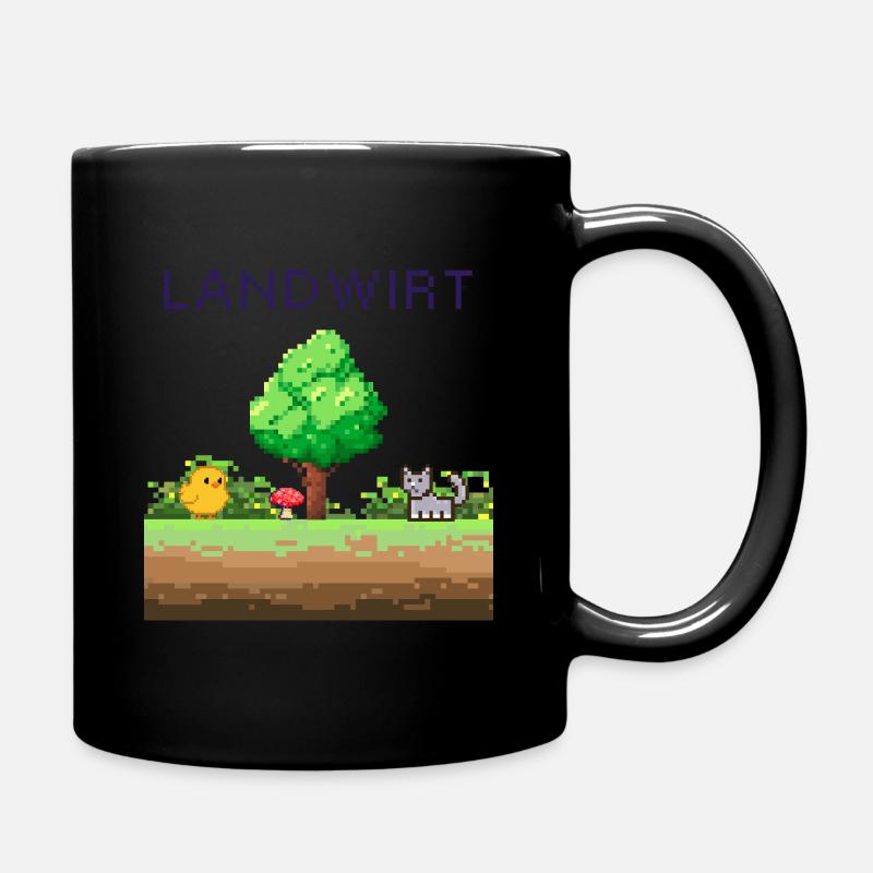 Farmer Pixel World Rural Scene - Full Colour Mug - black