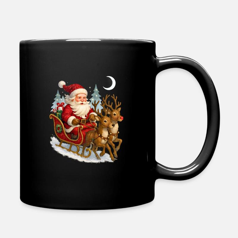 Winter Magic Santa Sleigh - Full Colour Mug - black