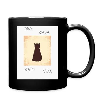Roi Chat en Silhouette avec une couronne - Mug uni - noir - Droite