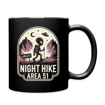Lustige Gegend 51 Alien UFO Wanderung Wandern - Tasse einfarbig - Schwarz - Rechts