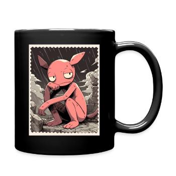 Pink Creature in the Rain - Full Colour Mug - black - Right