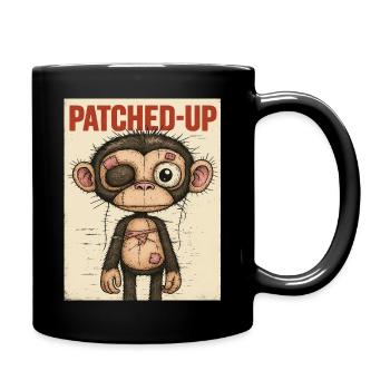 Patchwork Monkey: Patched and Brave - Full Colour Mug - black - Right