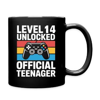 Level 14 Entsperrter offizieller Teenager - Tasse einfarbig - Schwarz - Rechts