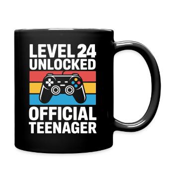 Level 24 Freigeschalteter Teenager-Gamer - Tasse einfarbig - Schwarz - Rechts