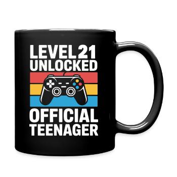 Level 21 freigeschalteter offizieller Teenager - Tasse einfarbig - Schwarz - Rechts