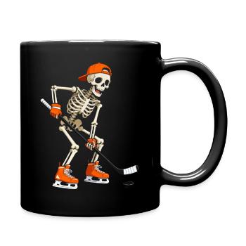 Joueur de hockey sur glace squelette Tenue orange Sports - Mug uni - noir - Droite