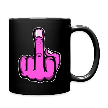 Doigt du milieu Doigt puant Baise Tu Design - Mug uni - noir - Droite