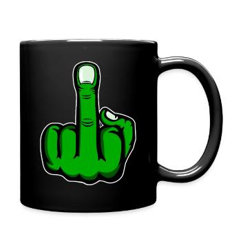 Middle Finger Stinky Finger Fuck You Design Green - Full Colour Mug - black - Right
