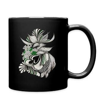 Green Lines Botanical Pattern - Full Colour Mug - black - Right