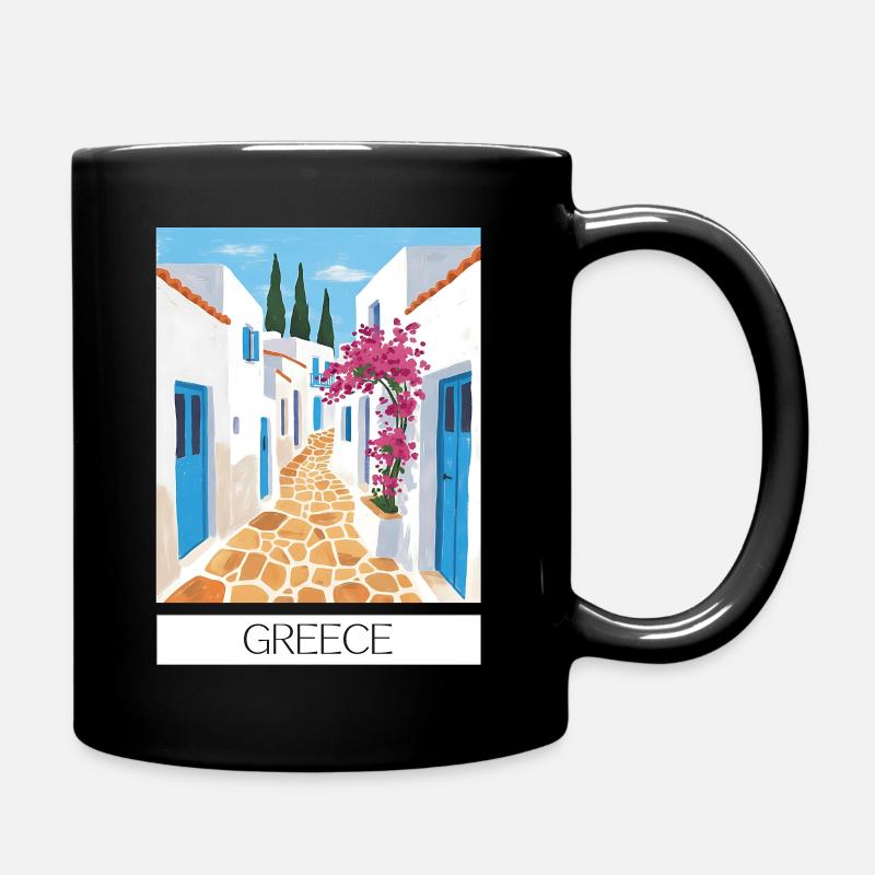 Chemin routier grec bleu & blanc - Mug uni - noir