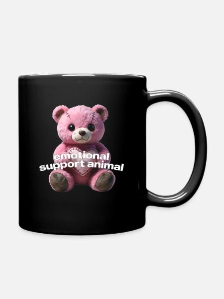 Zärtlicher rosa Bär mit Herz - Tasse einfarbig - Schwarz
