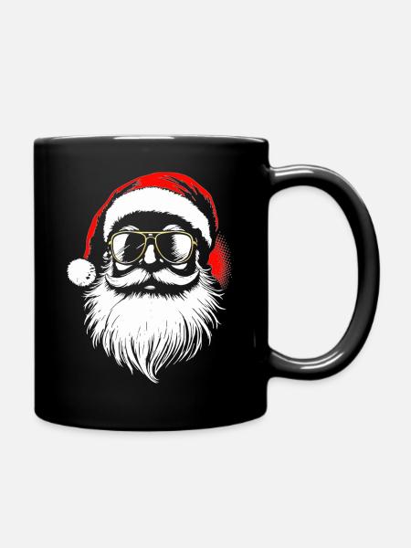 Cooler Santa Claus, Nikolaus, Weihnachtsmann - Tasse einfarbig - Schwarz