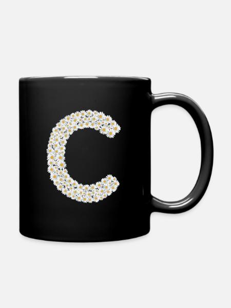 C aus Glücksblüten - für jemand, deinem Herzen nah - Tasse einfarbig - Schwarz