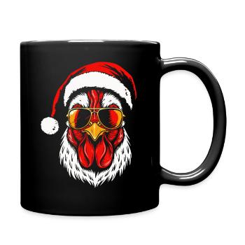 Santa Chicken, Funny Christmas Chicken Xmas - Full Colour Mug - black - Right