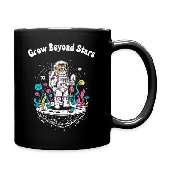 Astronaut cat over starry world - Full Colour Mug - black - Right