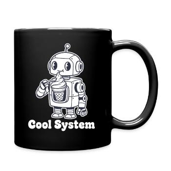 Roboter mit Eiscreme - Tasse einfarbig - Schwarz - Rechts