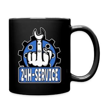 Mittelfinger Stinkerfinger 24h Service Design Blau - Tasse einfarbig - Schwarz - Rechts