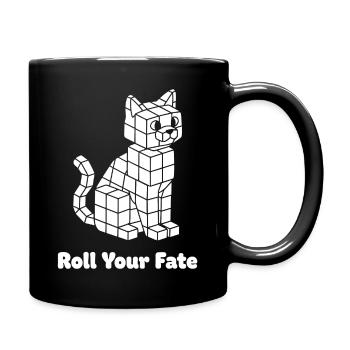 Dice Cat Roll Your Fate - Full Colour Mug - black - Right