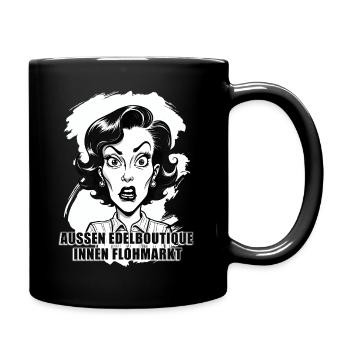 High-end boutique on the outside, flea market character on the inside - Full Colour Mug - black - Right