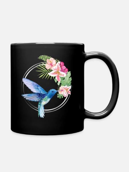 Azure Hummingbird Floral Circle - Tasse einfarbig - Schwarz