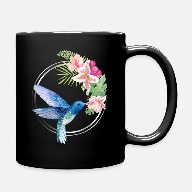 Azure Hummingbird Floral Circle - Tasse einfarbig - Schwarz