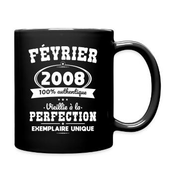 18. Geburtstag – Februar 2008 Perfektion - Tasse einfarbig - Schwarz - Rechts