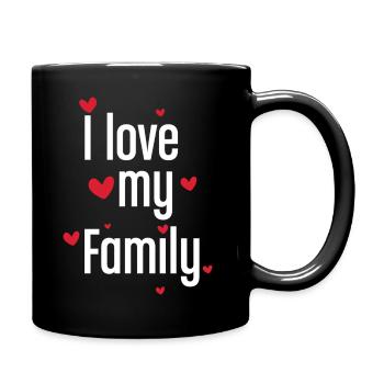 I Love My Family Red Hearts Minimalist Graphic - Full Colour Mug - black - Right