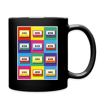 Pop Art Cassette Tapes - Full Colour Mug - black - Right