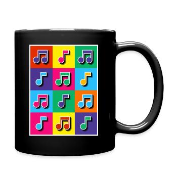 Pop-Art-Musiknoten Mosaik - Tasse einfarbig - Schwarz - Rechts