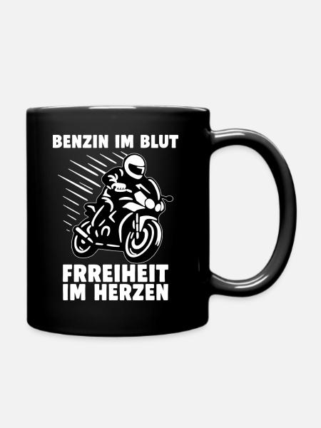 Gasoline in the blood, freedom in the heart - Full Colour Mug - black