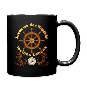 Jesus is the captain of my life - Christian - Full Colour Mug - black - Right