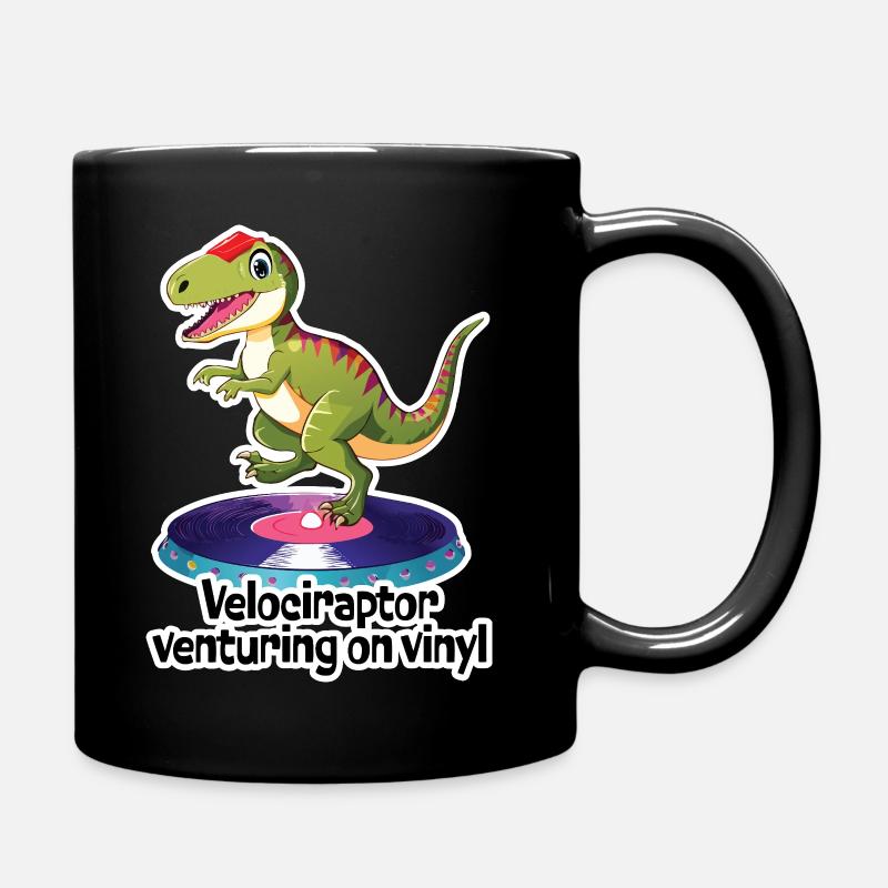 VELOCERAPTOR Venturing on Vinyl - Full Colour Mug - black