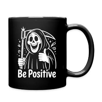 Dessin animé de la Faucheuse Soyez Positif - Mug uni - noir - Droite